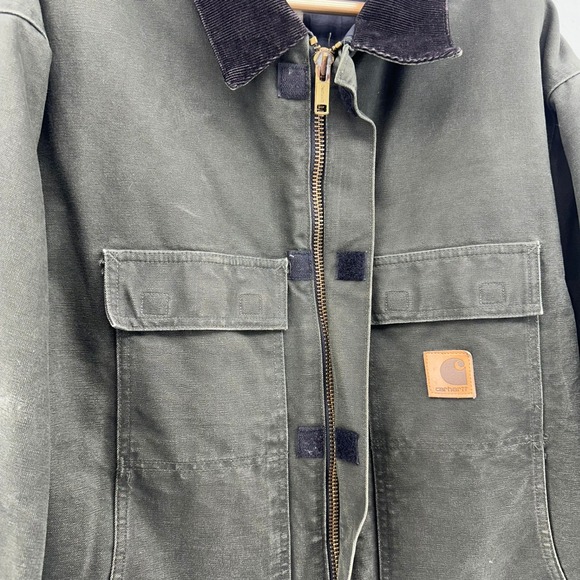 Y2K Carhartt Arctic Jacket Quilt Lined Corduroy C26 MOS Moss Green 2XL Heavy - Picture 11 of 11